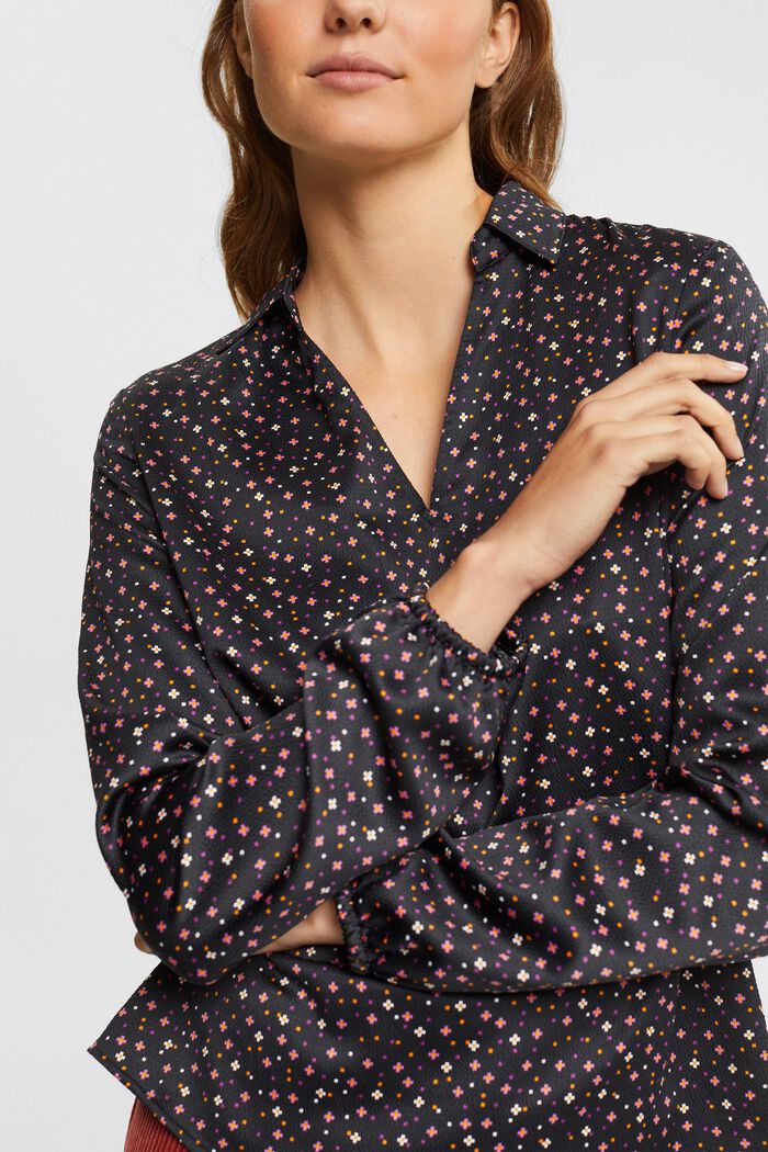 Structured satin blouse, BLACK, detail image number 2