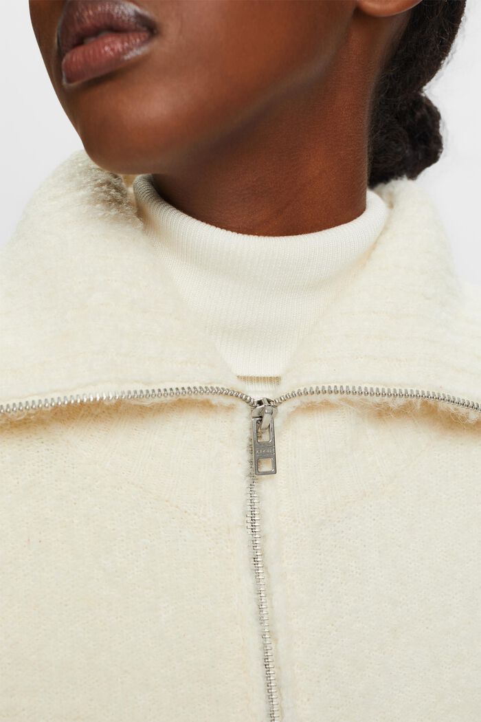 Fuzzy Zipper Cardigan, ICE, detail image number 2