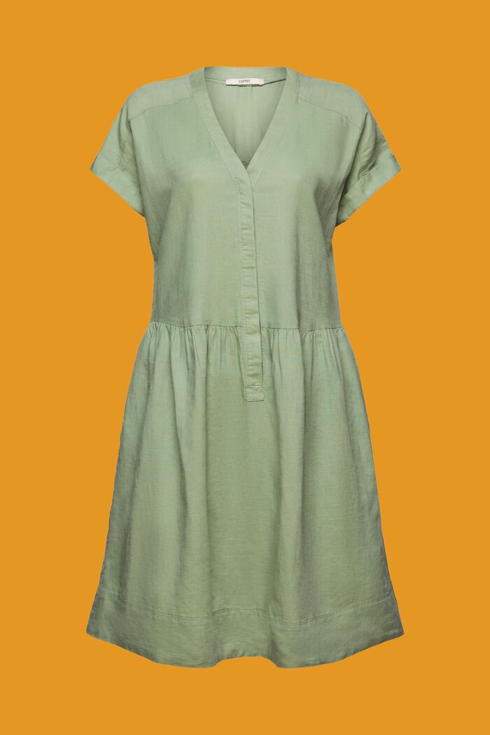 Cotton Linen Shirt Dress, PALE KHAKI, detail image number 7