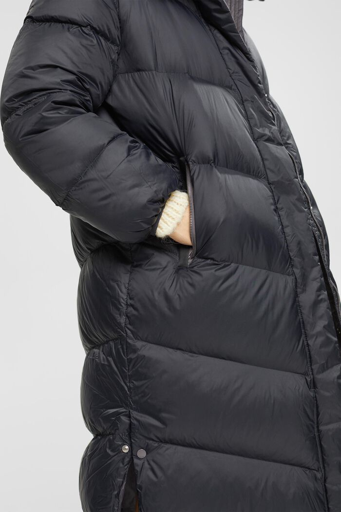 Quilted coat with recycled down filling, BLACK, detail image number 2