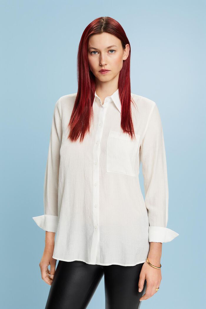 Crinkled Long Sleeve T-Shirt, OFF WHITE, detail image number 2