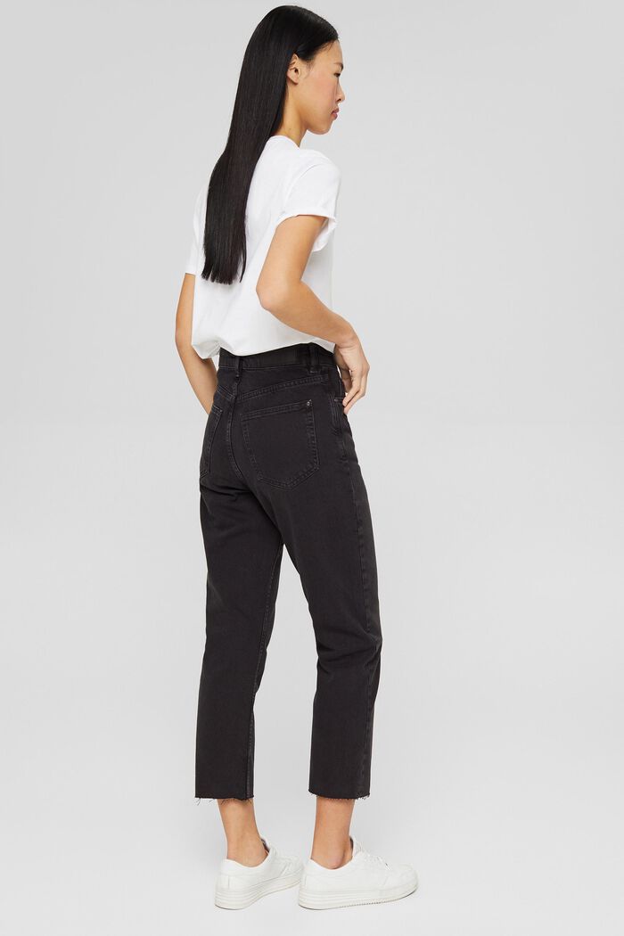 High-rise jeans with cropped leg, BLACK DARK WASHED, detail image number 3