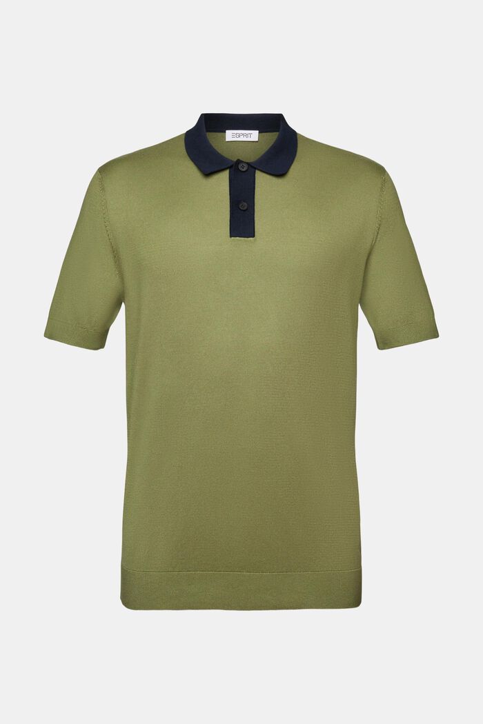 Knit Short-Sleeve Polo Shirt, LIGHT KHAKI, detail image number 6