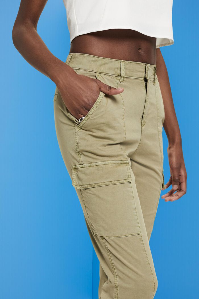 Mid-rise cargo-style trousers, LIGHT KHAKI, detail image number 2