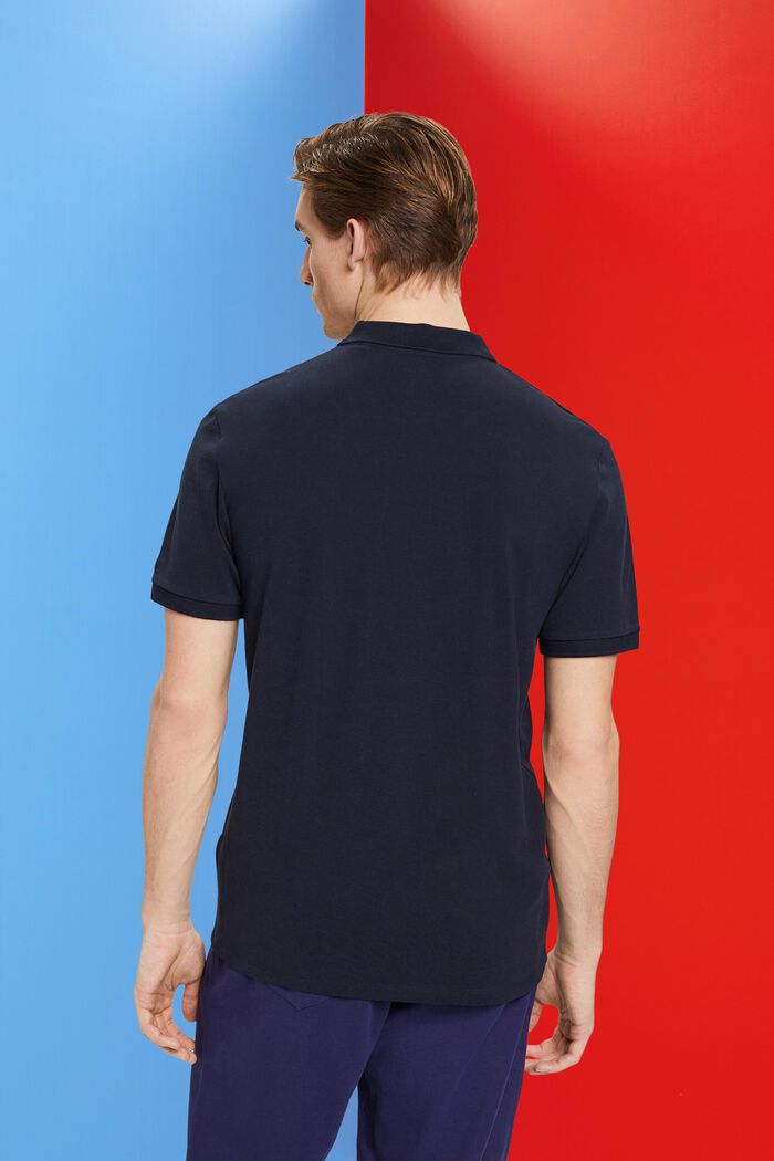 Slim fit cotton pique polo shirt, NAVY, detail image number 3