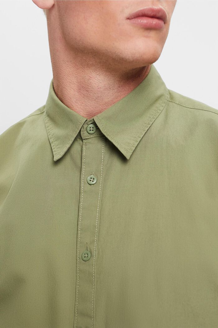 Short-sleeved sustainable cotton shirt, LIGHT KHAKI, detail image number 2