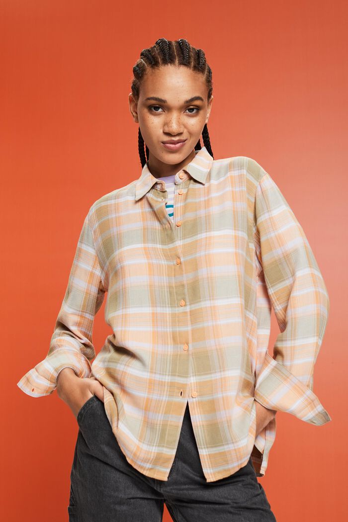 Checked blouse, PEACH, detail image number 0