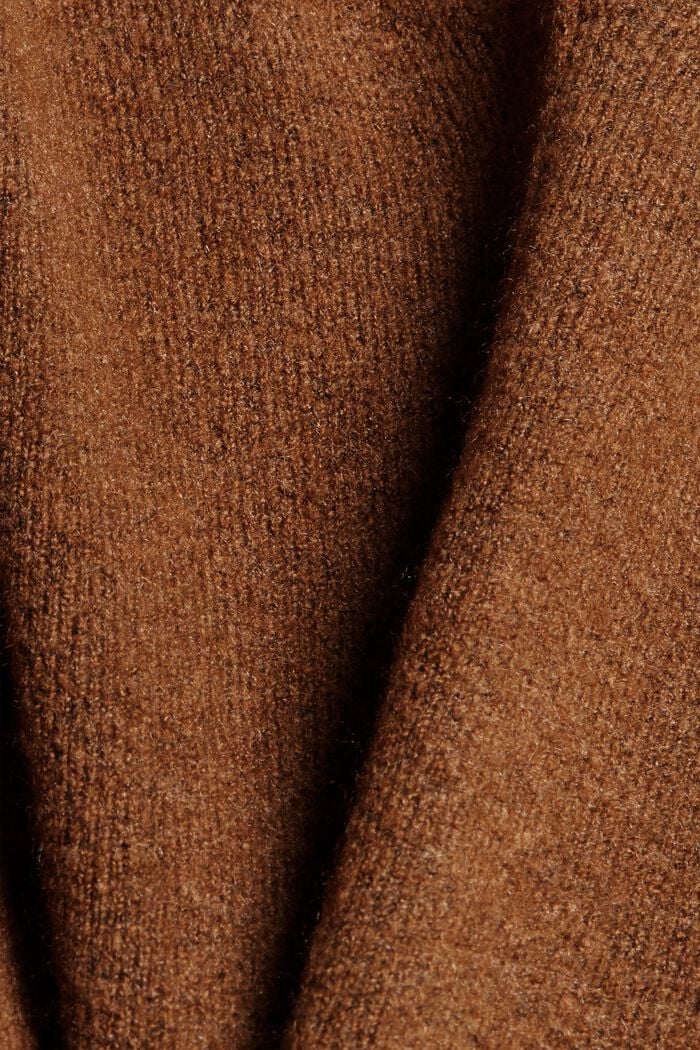 Wool blend: V-neck jumper, TOFFEE, detail image number 4