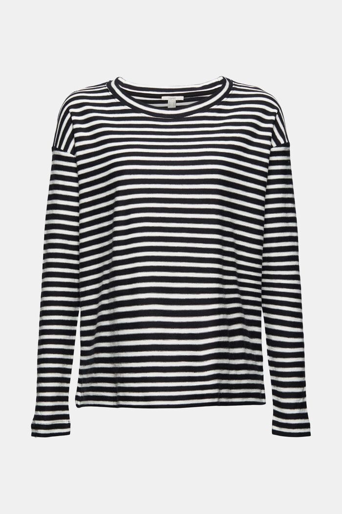 Striped long sleeve top in 100% organic cotton, BLACK, detail image number 7