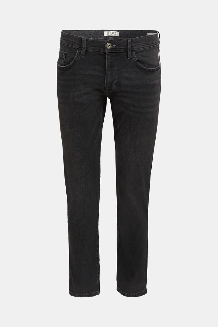 Stretch jeans containing organic cotton, BLACK DARK WASHED, overview