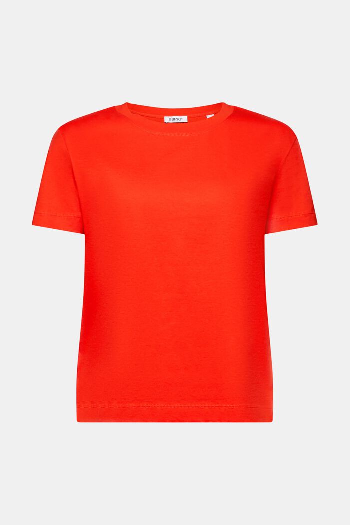 Cotton Crewneck T-Shirt, RED, detail image number 6