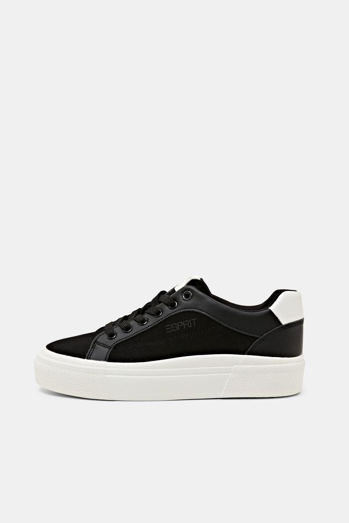 Platform Lace-Up Sneakers, BLACK, detail image number 0