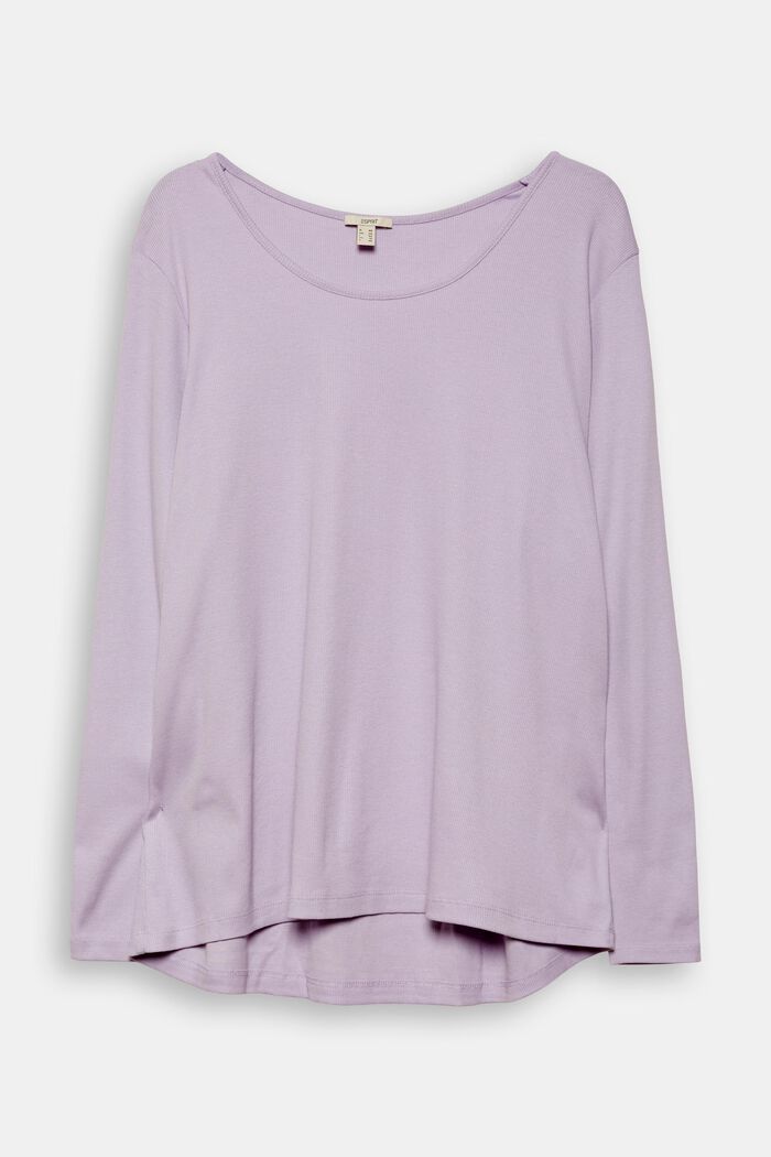 CURVY long sleeve top in blended organic cotton, LILAC, overview