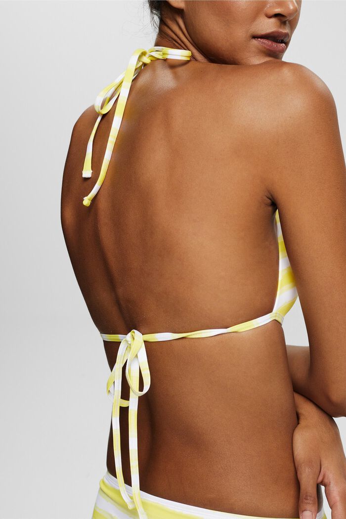 Padded bikini top with a striped pattern, BRIGHT YELLOW, detail image number 3