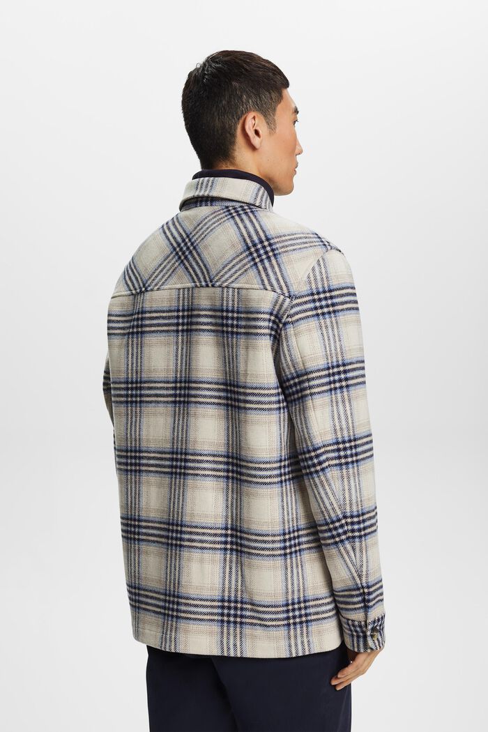 Checkered Wool Blend Overshirt, OFF WHITE, detail image number 4