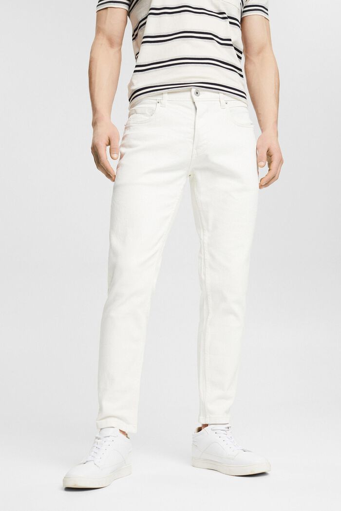 Narrowly cut stretch jeans, WHITE, detail image number 0