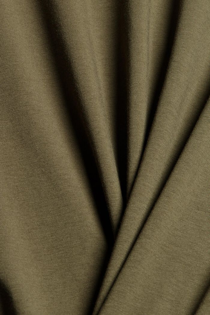 Long sleeve polo neck top in organic cotton, DARK KHAKI, detail image number 4