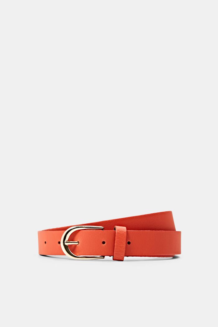 Narrow leather belt, CORAL RED, overview