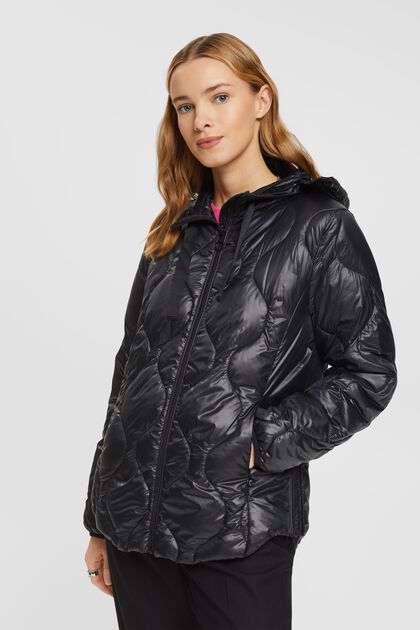 Quilted puffer jacket with a hood