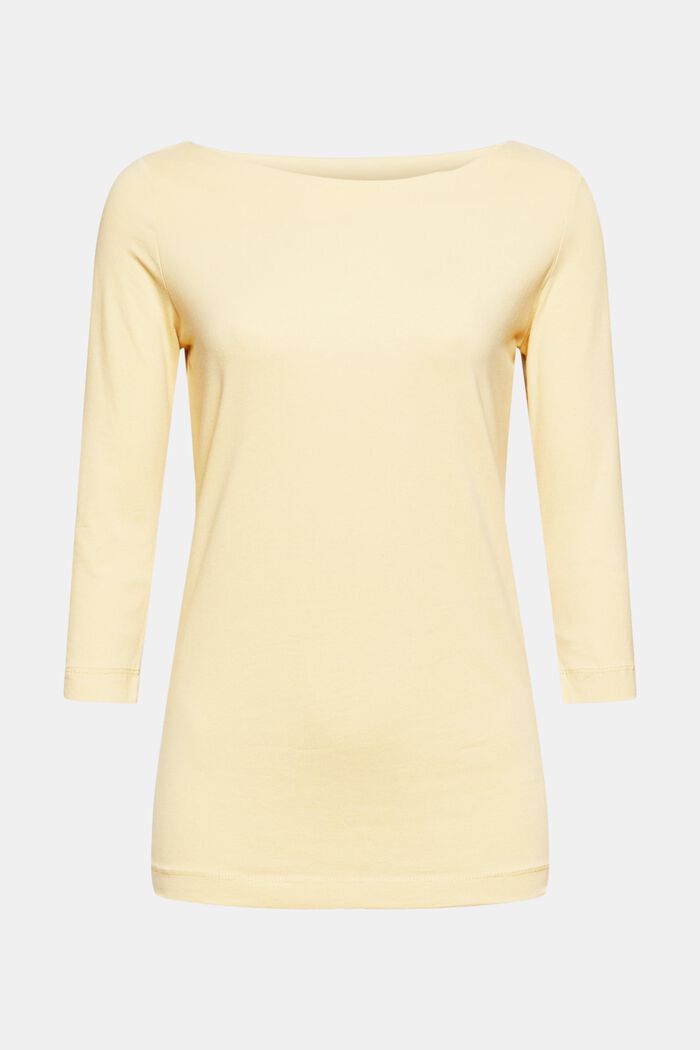 Organic cotton top with 3/4-length sleeves, DUSTY YELLOW, overview