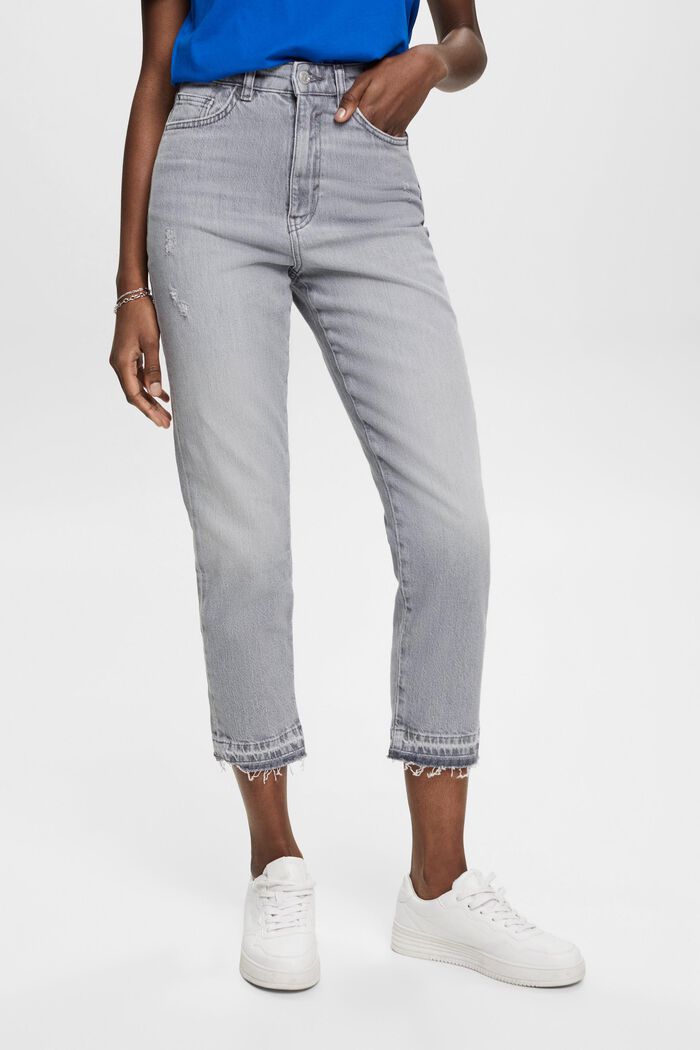 High-rise cropped raw hem jeans, GREY MEDIUM WASHED, detail image number 0