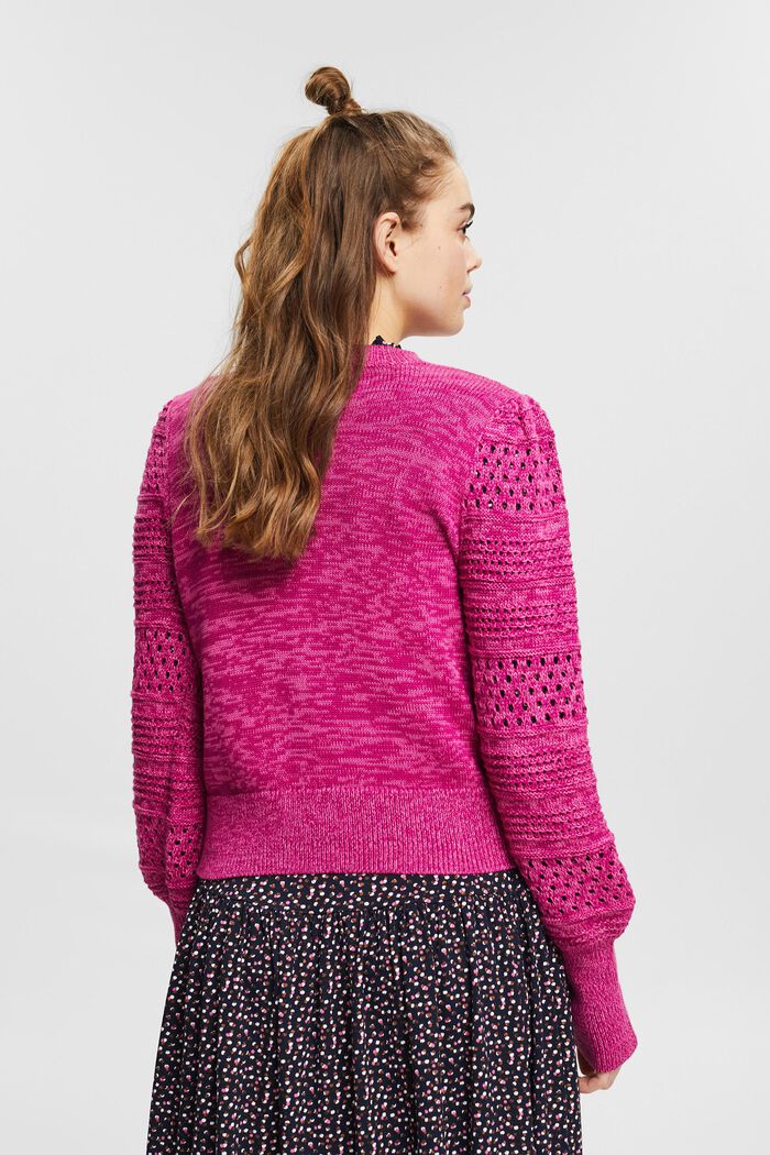 Jumper with openwork elements, PINK FUCHSIA, detail image number 3
