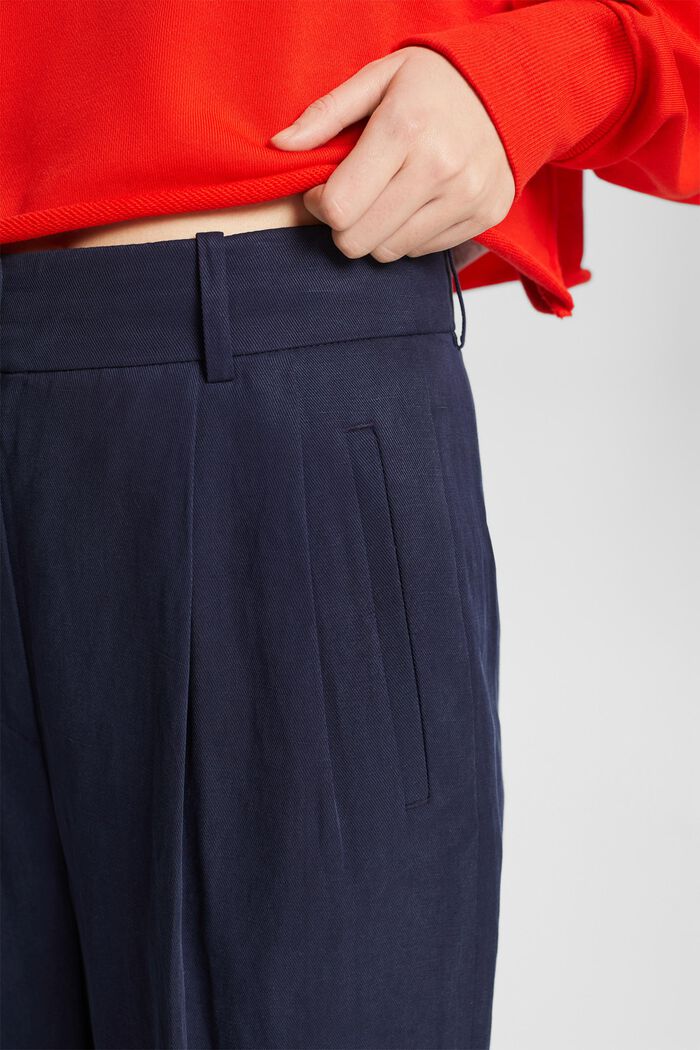 High-Rise Wide-Leg Culotte Pants, NAVY, detail image number 4