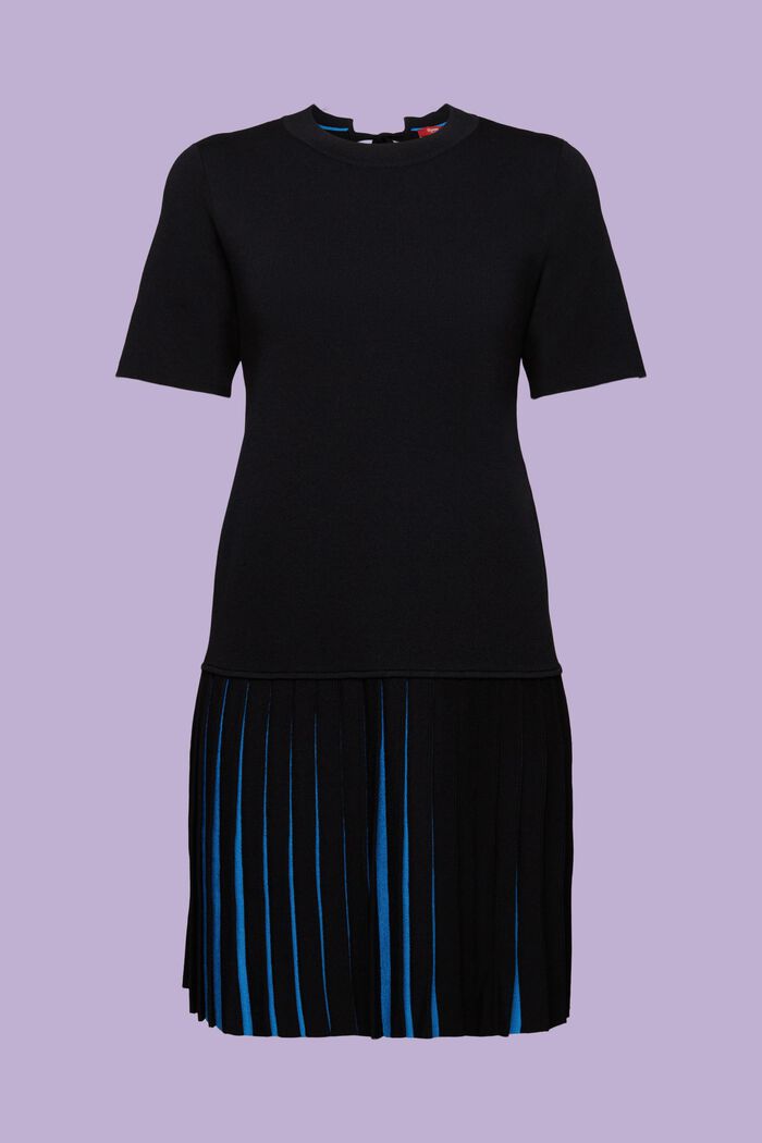 Pleated T-Shirt Mini Dress, BLACK, detail image number 6