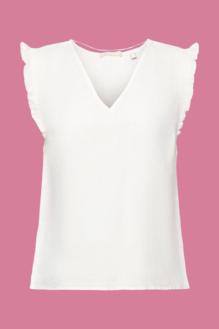 Sleeveless linen blend blouse, OFF WHITE, detail image number 7