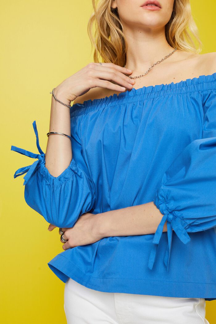 Off-shoulder poplin blouse, BRIGHT BLUE, detail image number 4
