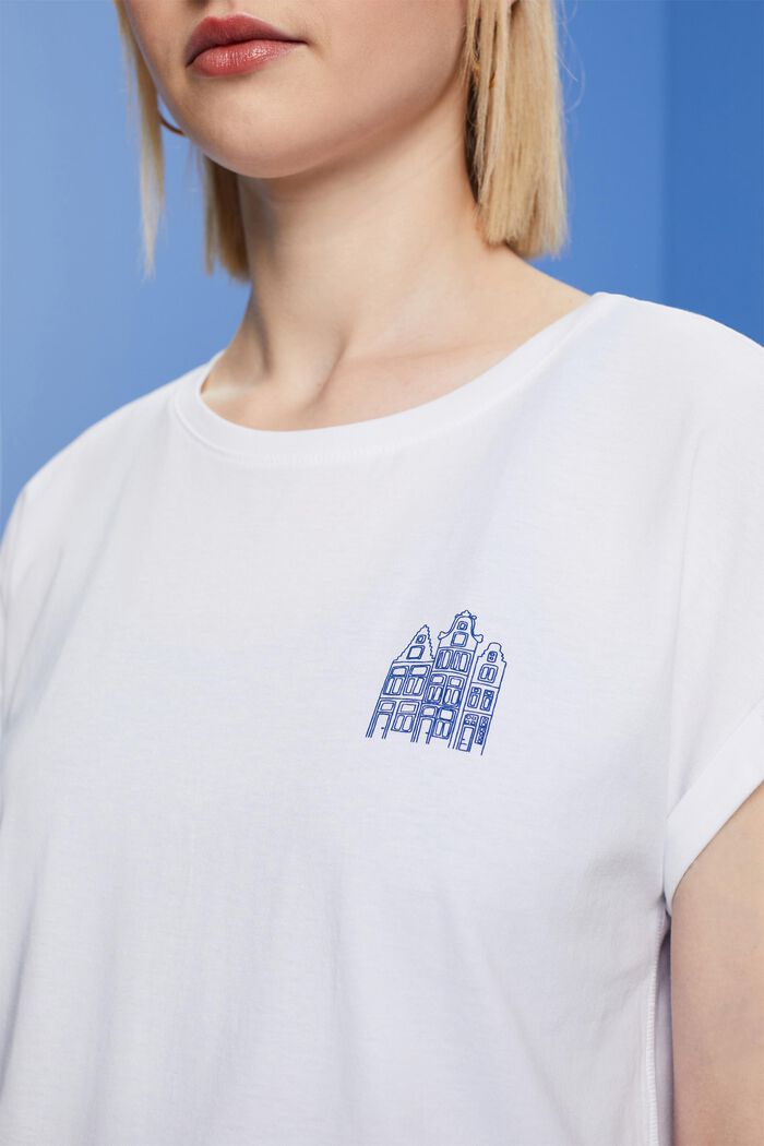 T-shirt with tiny print, 100% cotton, WHITE, detail image number 2