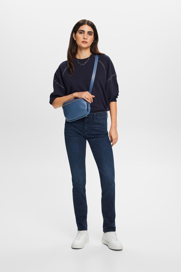 Mid-Rise Slim Fit Jeans, BLUE BLACK, detail image number 1