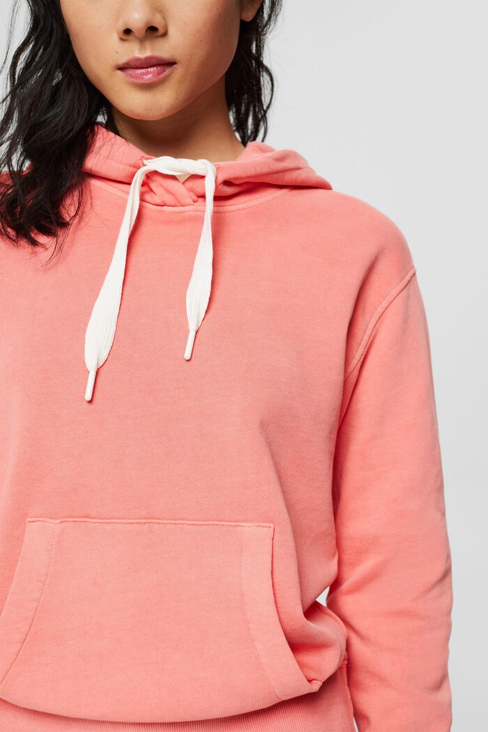 Hoodie with contrasting colour drawstring ties, CORAL, detail image number 2