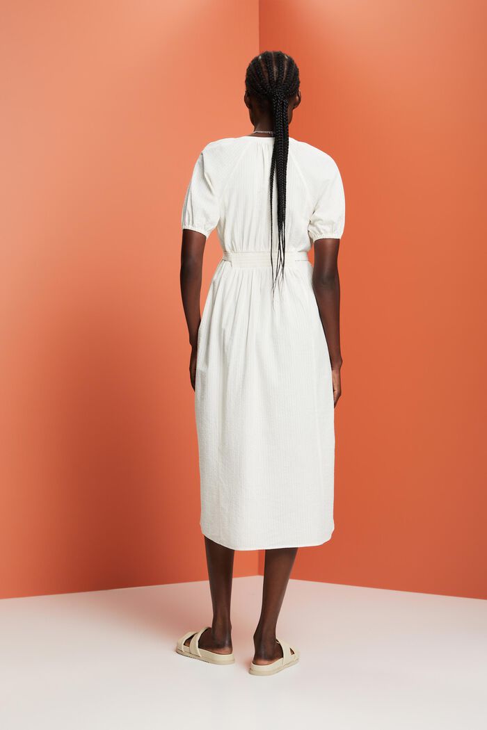 Midi shirt dress with a tie belt, cotton blend, WHITE, detail image number 3