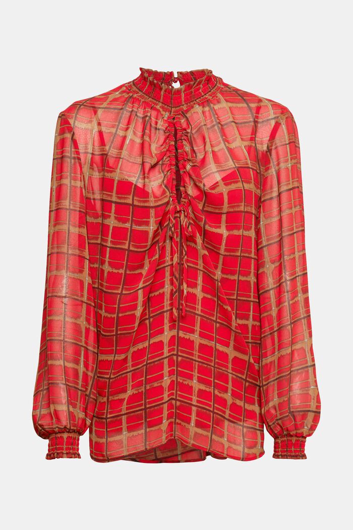 Patterned chiffon blouse, RED, detail image number 6