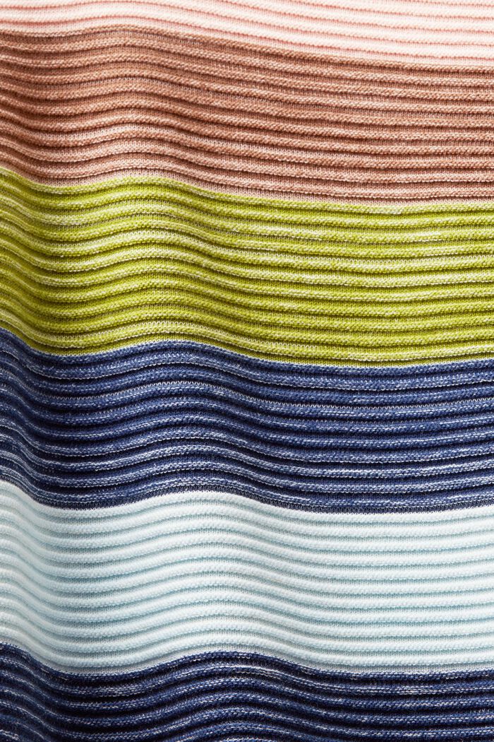Striped Polo V-Neck Sweater, ICE, detail image number 5