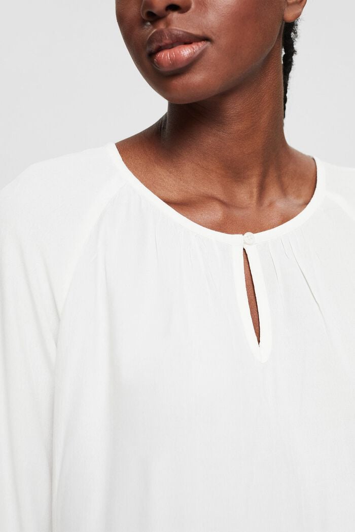 Flowy blouse with 3/4 sleeves, OFF WHITE, detail image number 2