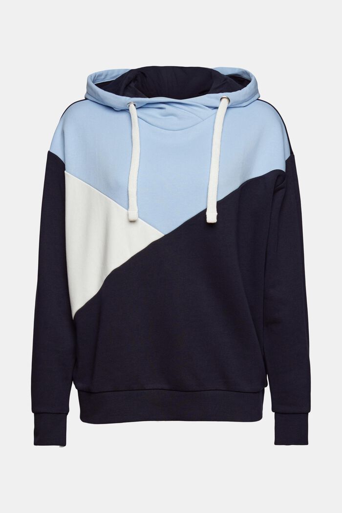 Made of recycled material: hoodie in a colour block design, NAVY, detail image number 6