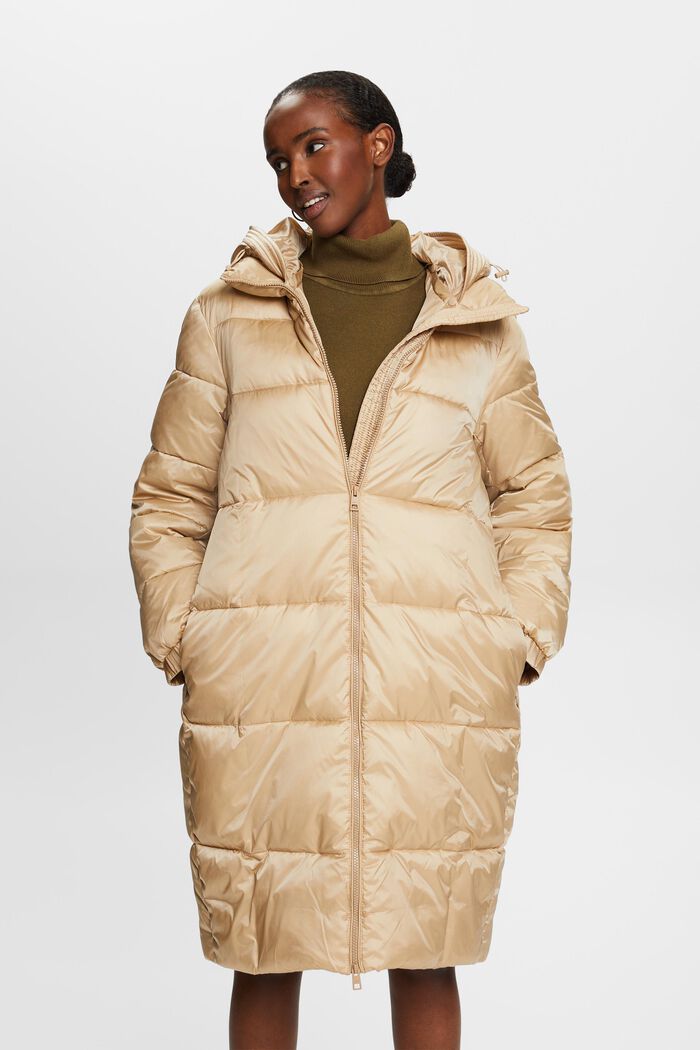 Puffer Coat With Detachable Hood, SAND, detail image number 0