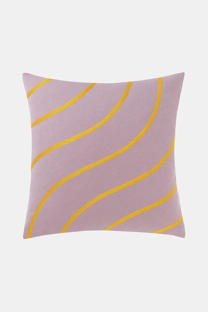 Cushion cover with embroidered curved line pattern