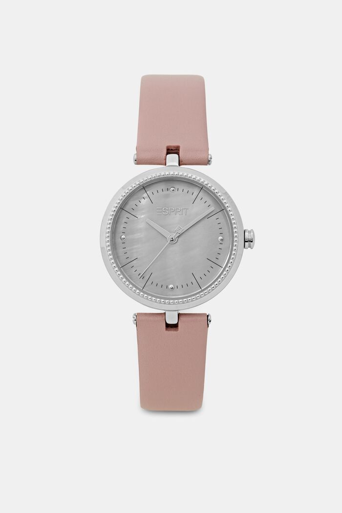 Watch with leather strap