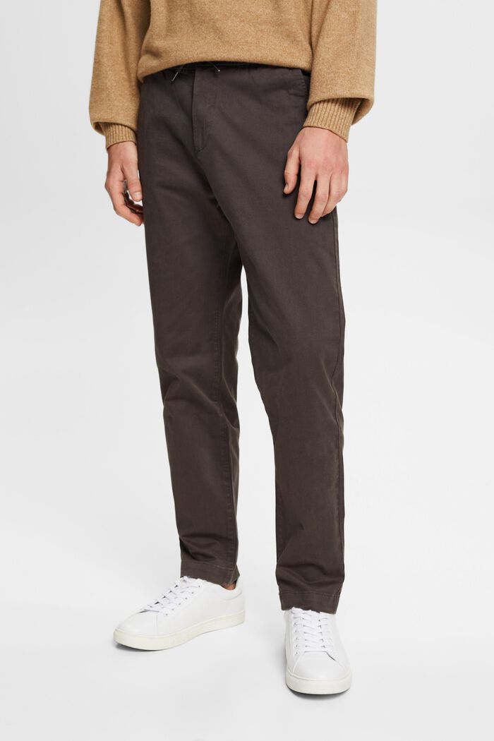 Chinos with drawstring waistband, ANTHRACITE, detail image number 0