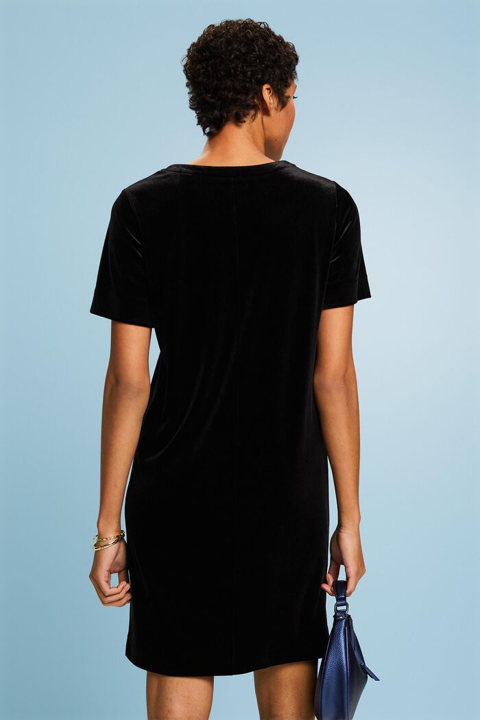 Short Sleeve Velvet Midi Dress, BLACK, detail image number 2
