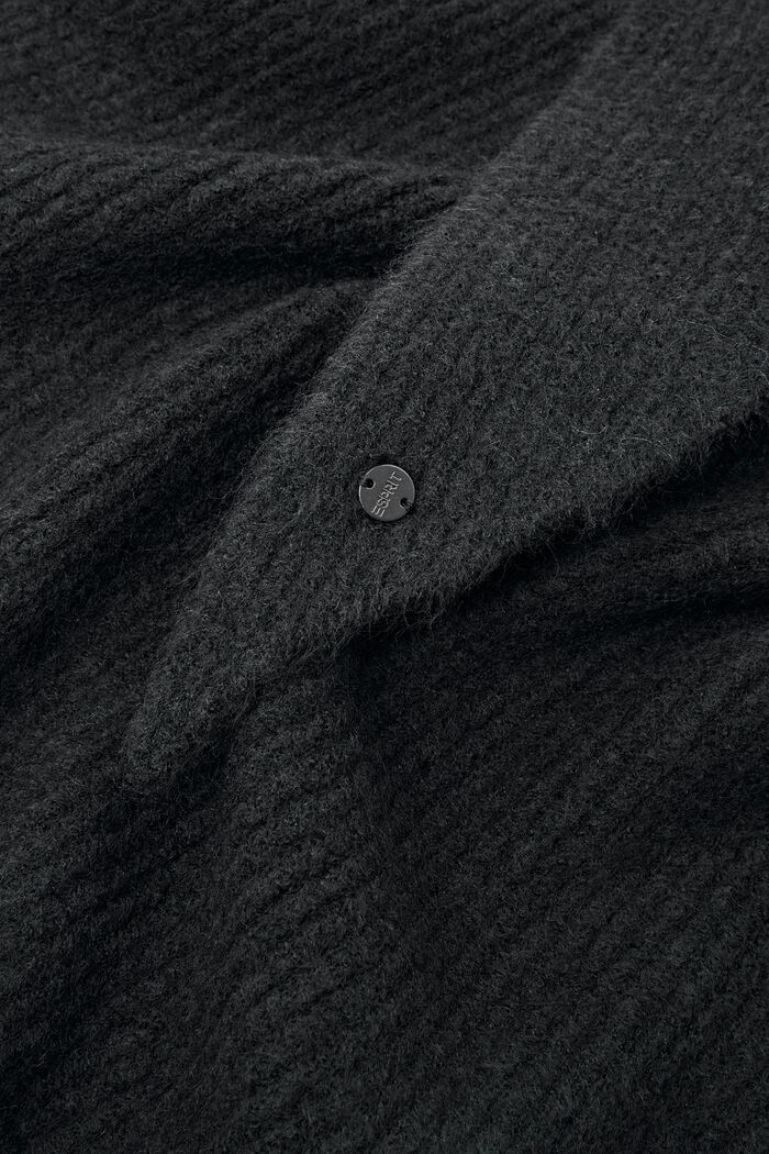 Rib-knit triangle scarf, BLACK, detail image number 1
