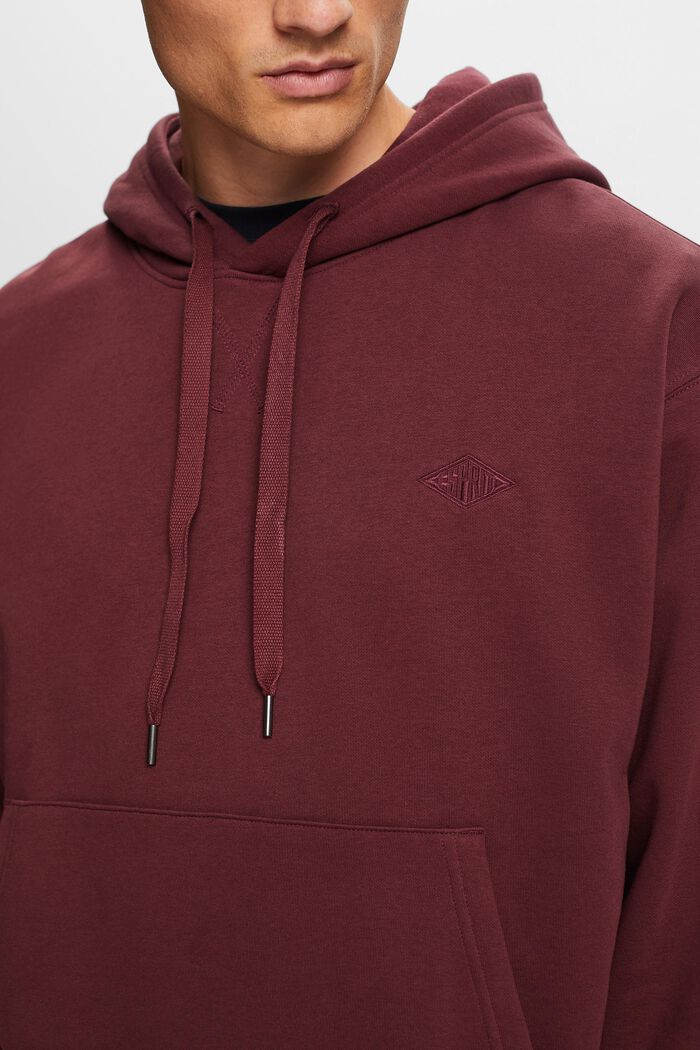 Sweatshirt hoodie with logo stitching, AUBERGINE, detail image number 2