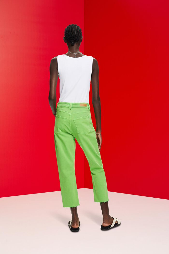 Cropped frayed hem trousers, GREEN, detail image number 3