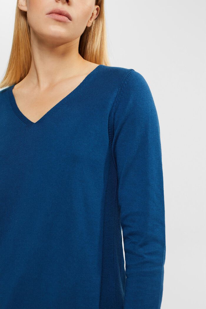V-neck sweater, PETROL BLUE, detail image number 0