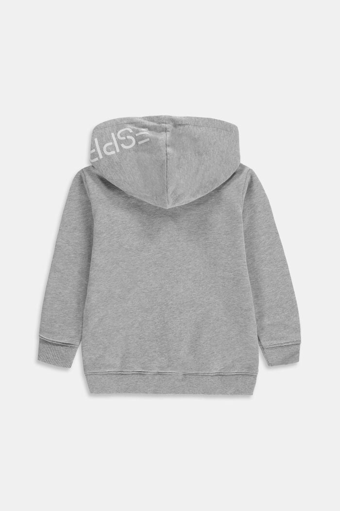 Zip-up hoodie with a logo print, 100% cotton, MEDIUM GREY, detail image number 1