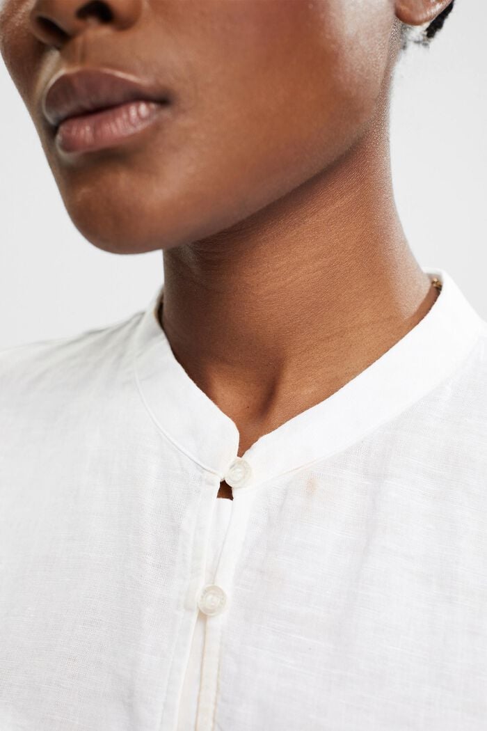 Wide linen blend blouse, WHITE, detail image number 2
