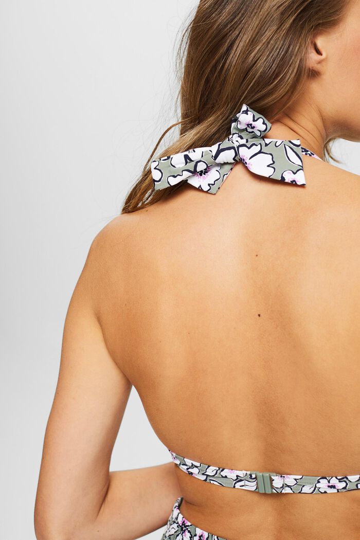 Made of recycled material: printed halterneck top, LIGHT KHAKI, detail image number 3
